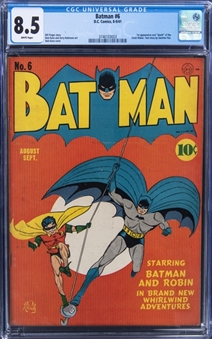 1941 D.C. Comics "Batman" #6 - CGC 8.5 White Pages